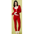 Solid Red Stretch Long Sleeve Henley Pajamas (2 Piece)